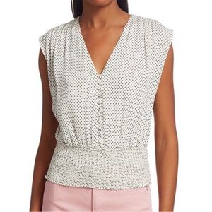 Alice + Olivia Loretta Polka Dot Smock-Waist Crop Top